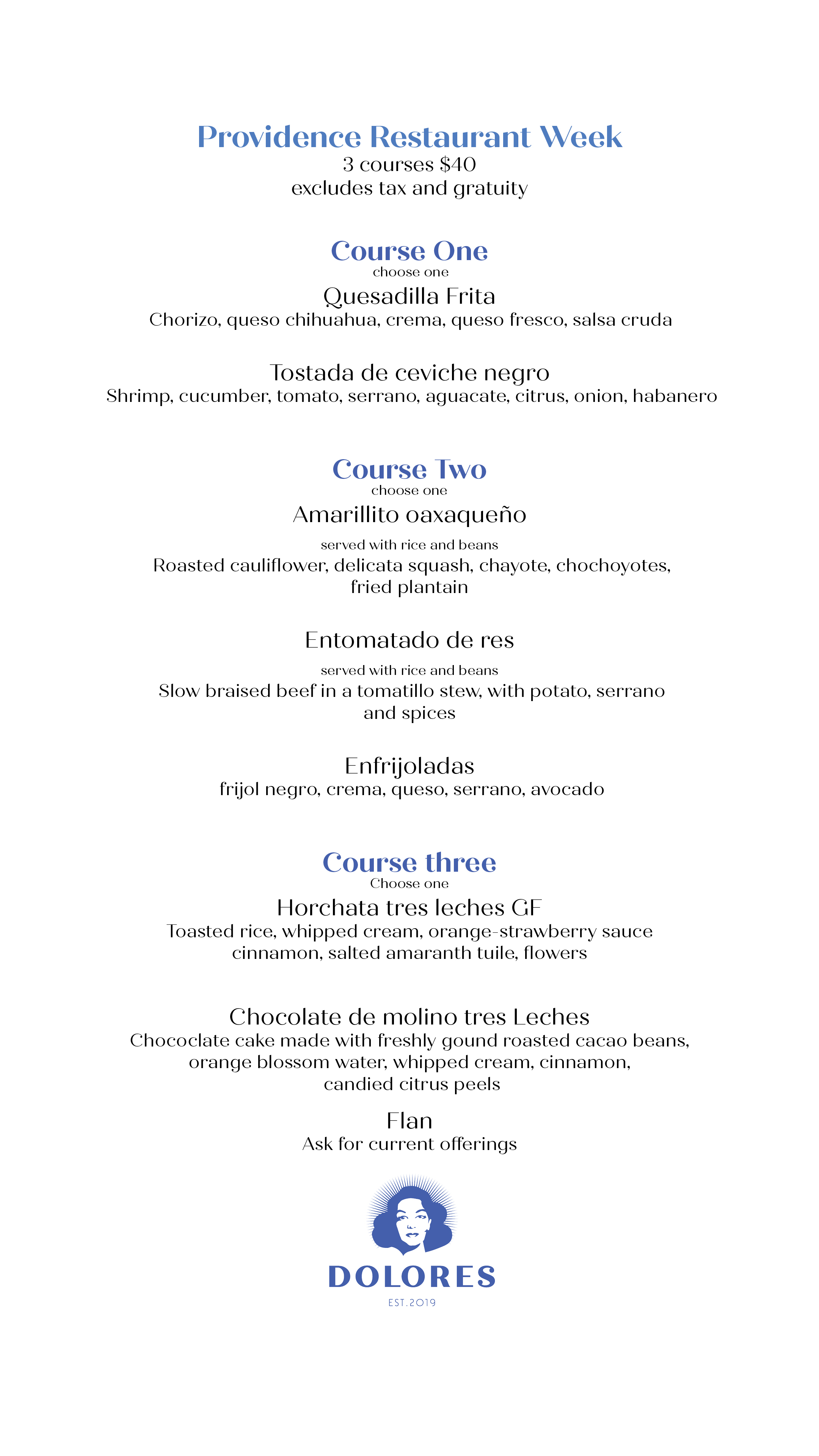 Providence Restaurant Week tasting menu